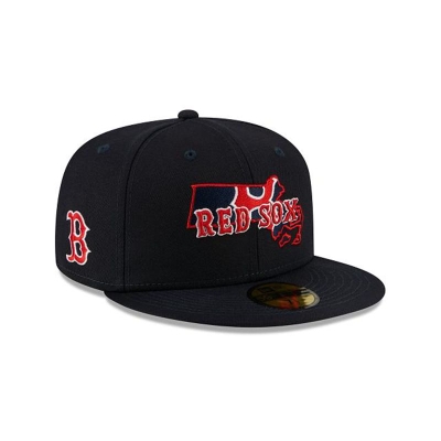 Blue Boston Red Sox Hat - New Era MLB Local 59FIFTY Fitted Caps USA2941536